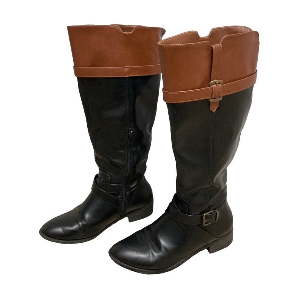 Rampage 2 Tone Faux Leather Western Cowboy Riding Boots Women’s, Size 7 1/2
